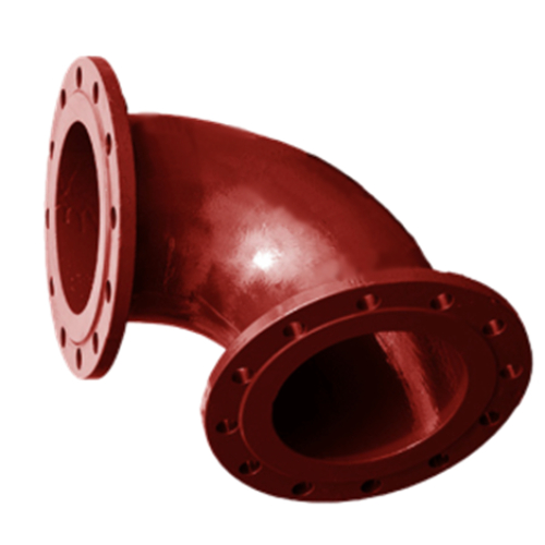 [DI-ELB-200-P16-90-RED-EN598] DN200 (8" NB) PN16 FLANGED DUCTILE IRON ELBOW 90° RED OXIDE EN598