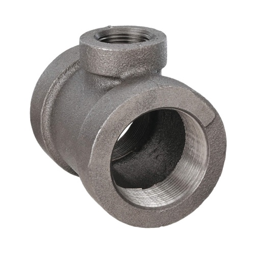 [MI-NB-BSP-TEE-RB-15-8-BLK] DN15 X 8 (1/2" X 1/4" NB) BSP BLACK MALLEABLE IRON REDUCING BRANCH TEE