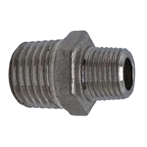 [MI-NB-BSP-HNIR-8-6-BLK] DN8 X 6 (1/4" X 1/8" NB) BSP BLACK MALLEABLE IRON REDUCING HEX NIPPLE