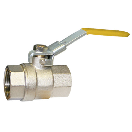 [BRS-VAL-BAL-BSP-40-YEL-LL-2PC] DN40 (1.1/2" NB) BSP 2PC (FXF) BRASS BALL VALVE YELLOW LOCKING LEVER