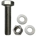 M20 X 50mm LONG BZP HEX SET BOLT, NUT & DOUBLE WASHER