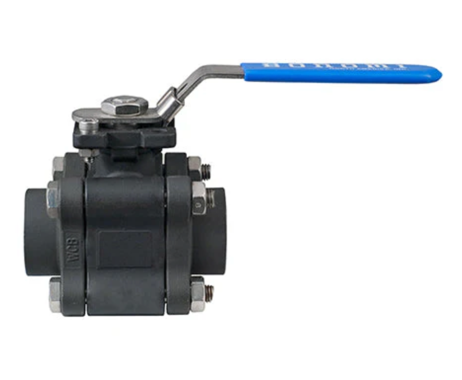   DN40 (1.1/2" NB) BSP 3PC (FXF) CARBON STEEL FULL BORE FLOATING BALL VALVE 800# A105N/316/RPTFE