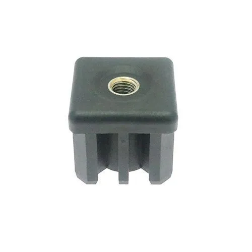 50 x 50 x 2mm SQUARE PLASTIC BOX SECTION INSERT ENDS BLACK LDPE WITH M12 SS BOSS