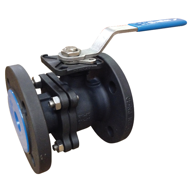 DN15 (1/2" NB) PN16 2PC FLANGED CARBON STEEL BALL VALVE DIRECT MOUND WITH RED LEVER
