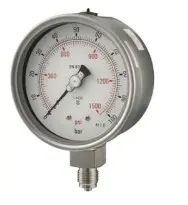 [PG-15-100-7B-SS-NPT-BTM] 1/2" NPT BOTTOM ENTRY 100MM DIAL PRESSURE GAUGE, SS CASE, DRY 0-7BAR