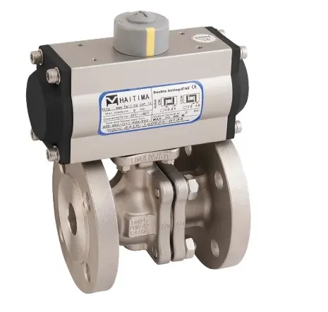 [SS-VAL-BAL-P16-FLA-100-DA] DN100 (4" NB) PN16 2PC DM BALL VALVE F/W DOUBLE ACTING PNEUMATIC ACTUATOR