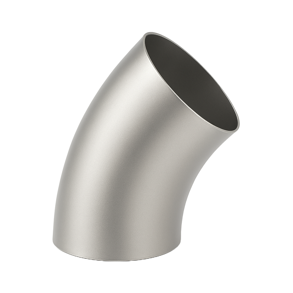 [SS-MET-BEN-45-204X2.0-304] 204mm OD METRIC BEND 45° (R=D+100) 2mm THK SS 304/L