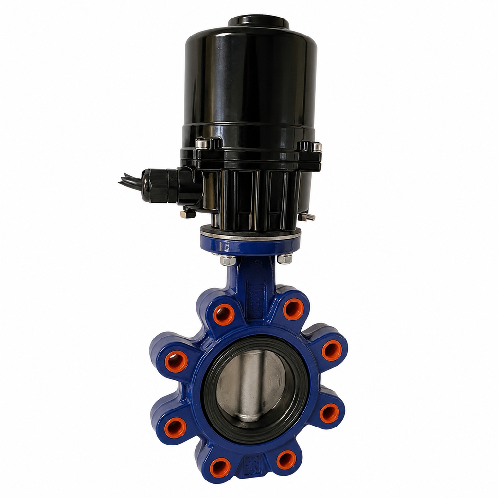 [DI-VAL-BFL-P16-LUG-100-EPD-SS-MOT-24] DN100 (4" NB) PN16 LUGGED & TAPPED 24V ACTUATED BUTTERFLY VALVE (EPDM/SS) DUCTILE IRON 
