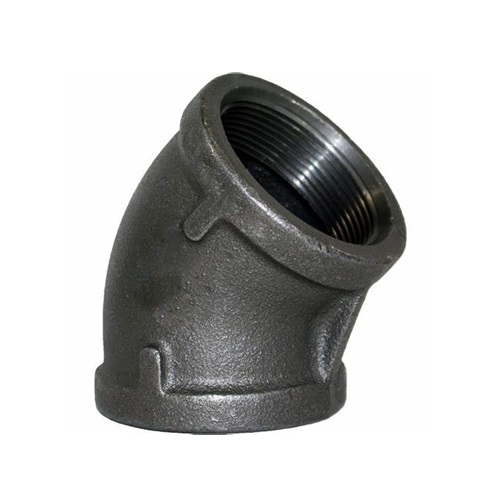 [MI-NB-BSP-ELB-FF-45-25-BLK] DN25 (1" NB) BSP BLACK MALLEABLE IRON FXF ELBOW 45°