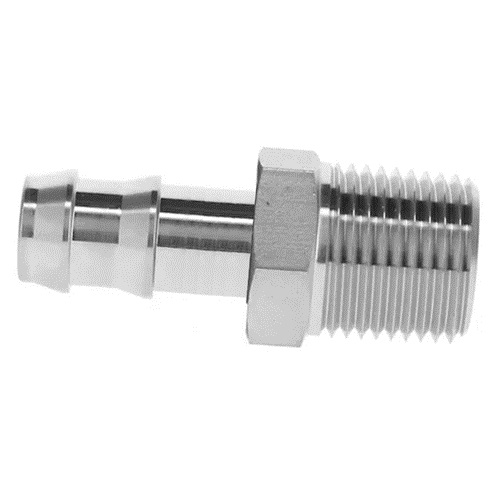 [SS-HYD-HOS-12.7-15-NPTM-316] 12.7mm OD (1/2" OD) PUSH ON TUBE BARB X 21.3mm OD (1/2" NB) NPT MALE ADAPTOR SS 316