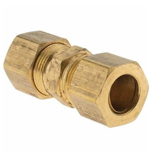 [BRS-COM-CPL-6.35] 13.7mm OD (1/4" NB) OD BRASS COMPRESSION EQUAL COUPLING
