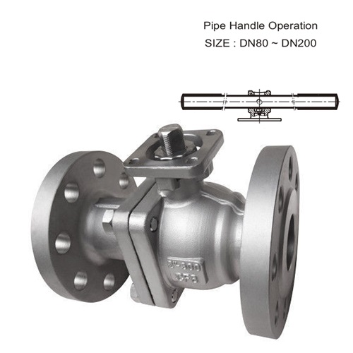 [SS-VAL-BAL-P16-FLA-100-ISO-BAR] DN100 (4" NB) PN16 FLANGED 2PC BALL VALVE SS 316 BAR HANDLE