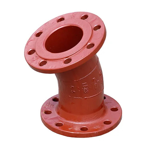 [DI-ELB-100-P16-45-RED-EN598]  DN100 (4" NB) PN16 FLANGED DUCTILE IRON ELBOW 45° RED OXIDE EN598