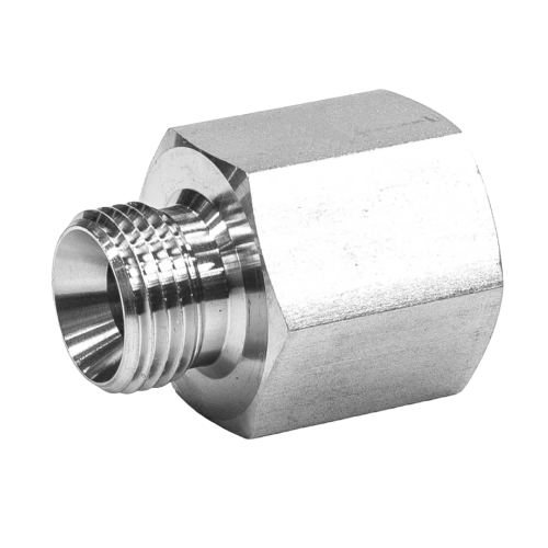 [SS-HYD-ADPT-10-BSPP-MXF-316]   DN10 (3/8" NB) BSPP MALE (60° CONE) X FEMALE 6000 SERIES MF ADAPTOR SS 316