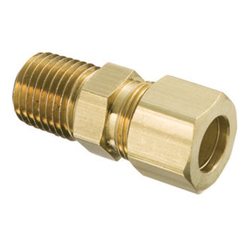 [BRS-COM-MSA-BSPT-8-8]     6.35mm OD (1/4" OD) COMPRESSION x DN8 (1/4" NB) BSPT MALE ADAPTOR BRASS