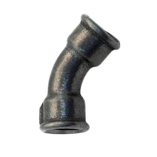 [MI-NB-BSP-BEN-FF-45-10-BLK]   DN10 (3/8" NB) BSP BLACK MALLEABLE IRON FXF BEND 45°