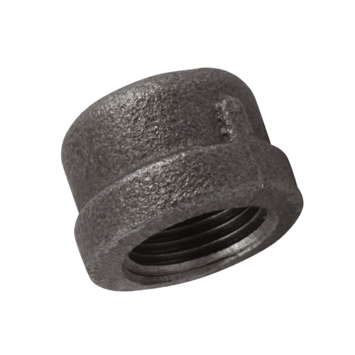 [MI-NB-BSP-CAP-R-8-BLK]    DN8 (1/4" NB) BSP BLACK MALLEABLE IRON ROUND CAP END 