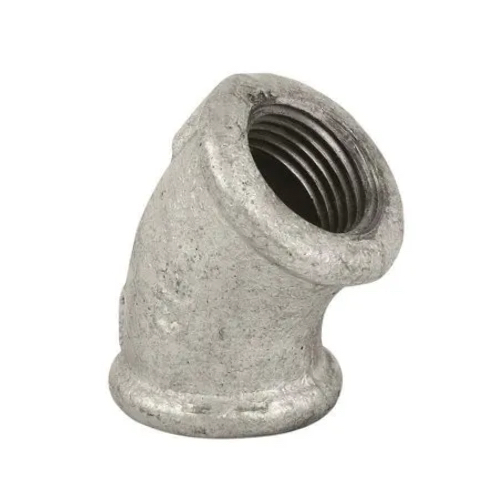 [MI-NB-BSP-ELB-FF-45-8-GAL]    DN8 (1/4" NB) BSP GALVANISED MALLEABLE IRON FXF ELBOW 45°