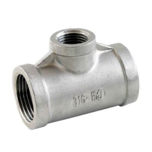 [SS-NB-BSP-150-TEE-40x25]   DN40x25 (1.1/2" x 1" NB) BSP 150# REDUCING TEE SS 316