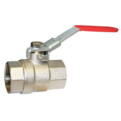 [BRS-VAL-BAL-BSP-10-RED-LL-2PC]   DN10 (3/8" NB) BSP 2PC (FXF) BRASS BALL VALVE RED LOCKING LEVER