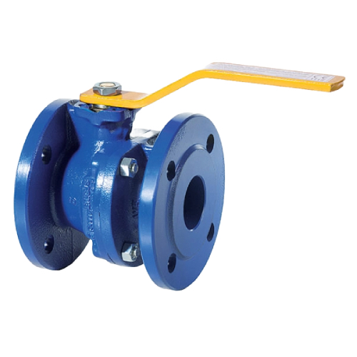 [DI-VAL-BAL-P16-15-YEL-2PC]   DN15 (1/2" NB) PN16 2PC FLANGED DUCTILE IRON BALL VALVE EN331 GAS APPROVED YELLOW LEVER 