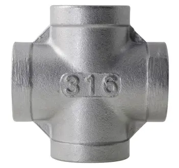 [SS-NB-BSP-150-CRO-8-316] DN8 (1/4" NB) BSP 150# 4 WAY CROSS PIECE SS 316