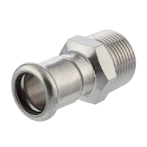 [SS-PRS-MSA-15-20-NBR-316]  15MM X 3/4" PRESSFIT MALE BSP STRAIGHT ADAPTOR HNBR SEALS SS 316