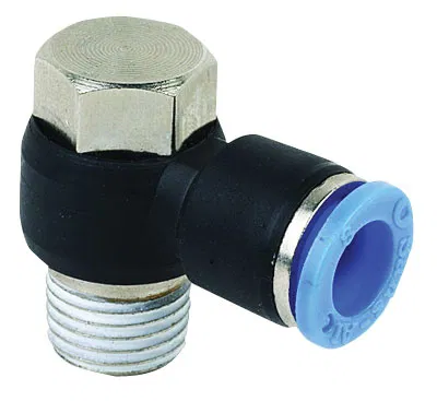 [PF-BAN-8-6] 8mm OD X 1/4" BSPT MALE PLASTIC PUSH SINGLE BANJO 90°