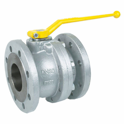 [DI-VAL-BAL-P16-50-YEL-2PC-POL]   DN50 (2" NB) PN16 2PC FLANGED DUCTILE IRON BALL VALVE EN331 GAS APPROVED PLX YELLOW LEVER 